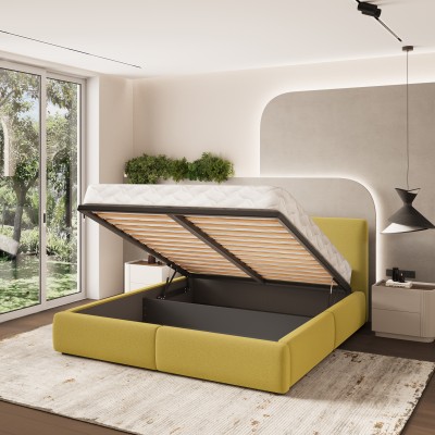 Łóżko tapicerowane FELURO – Tkanina plecionka – kolor: Soro