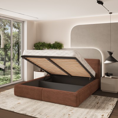 Łóżko tapicerowane FELURO – Tkanina sztruksowa – kolor: Tilia