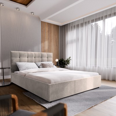 Łóżko tapicerowane APE – Tkanina plecionka – kolor: Cosmic