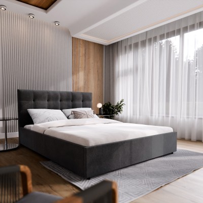 Łóżko tapicerowane APE – Tkanina plecionka – kolor: Cosmic