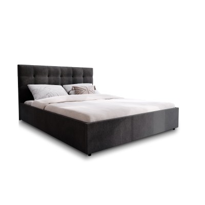 Masseno Łóżko tapicerowane APE z pojemnikiem na pościel 160x200 cm - Czarny, COSMIC 100