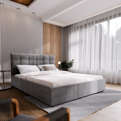 Łóżko tapicerowane APE – Tkanina plecionka – kolor: Cosmic