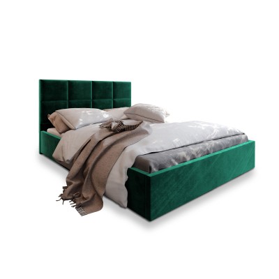 Łóżko tapicerowane LIMENA – Tkanina pluszowa – kolor: Kronos