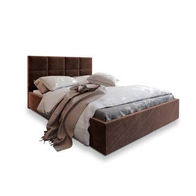 Łóżko tapicerowane LIMENA – Tkanina pluszowa – kolor: Kronos