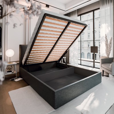 Łóżko tapicerowane LURE – Tkanina plecionka – kolor: Sawana