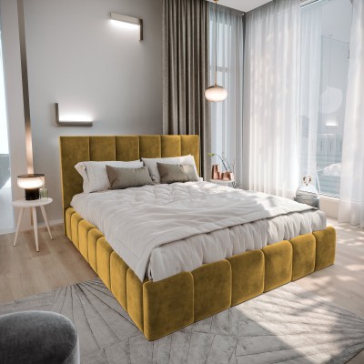 Łóżko tapicerowane TARANTO – Tkanina welurowa – kolor: Monolith