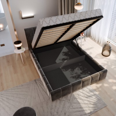 Łóżko tapicerowane TARANTO – Tkanina welurowa – kolor: Monolith