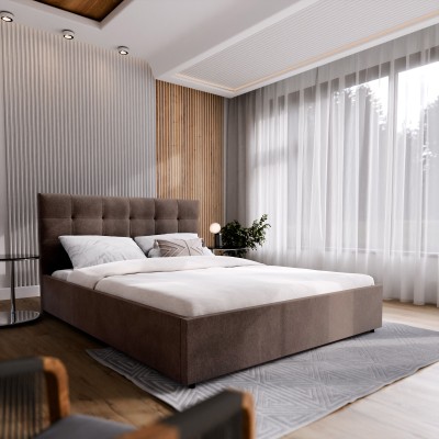 Łóżko tapicerowane APE – Tkanina plecionka – kolor: Cosmic