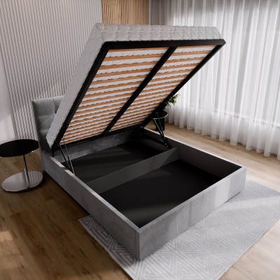 Łóżko tapicerowane APE – Tkanina plecionka – kolor: Cosmic