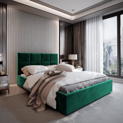 Łóżko tapicerowane LIMENA – Tkanina pluszowa – kolor: Kronos