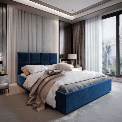 Łóżko tapicerowane LIMENA – Tkanina pluszowa – kolor: Kronos