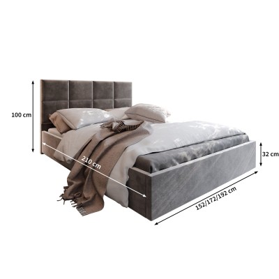 Łóżko tapicerowane LIMENA – Tkanina pluszowa – kolor: Kronos