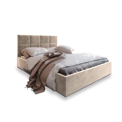 Łóżko tapicerowane LIMENA – Tkanina pluszowa – kolor: Paros