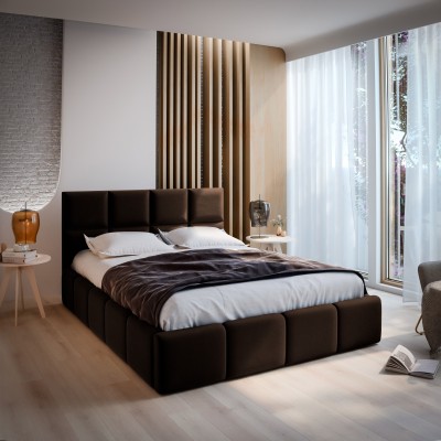 Łóżko tapicerowane COMO – Tkanina plecionka – kolor: Sawana