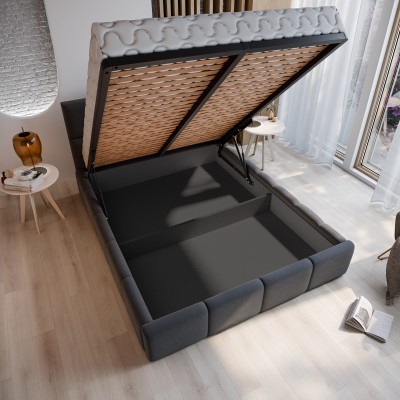 Łóżko tapicerowane COMO – Tkanina plecionka – kolor: Sawana