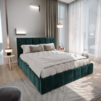 Łóżko tapicerowane TARANTO – Tkanina welurowa – kolor: Monolith