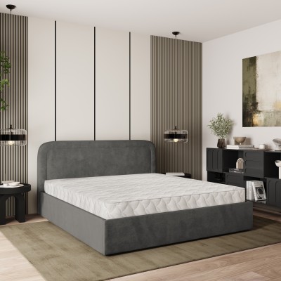 Łóżko tapicerowane BENIRA – Tkanina pluszowa – kolor: Kronos