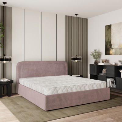 Łóżko tapicerowane BENIRA – Tkanina pluszowa – kolor: Kronos