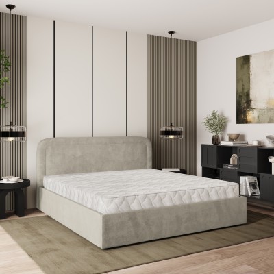 Łóżko tapicerowane BENIRA – Tkanina pluszowa – kolor: Paros