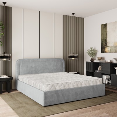 Łóżko tapicerowane BENIRA – Tkanina pluszowa – kolor: Paros