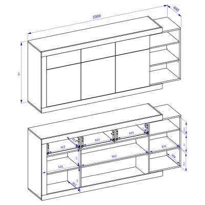 Komoda SINFONIA 200 cm do Salonu Sypialni