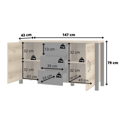 Komoda OLIVIERO 147 cm do Salonu Sypialni