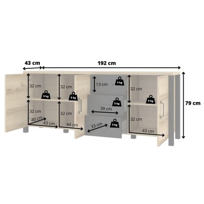 Komoda OLIVIERO 192 cm do Salonu Sypialni