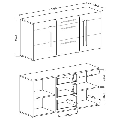Komoda TULLIA 180 cm do Salonu Sypialni