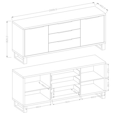 Komoda HALENZA 201 cm do Salonu Sypialni