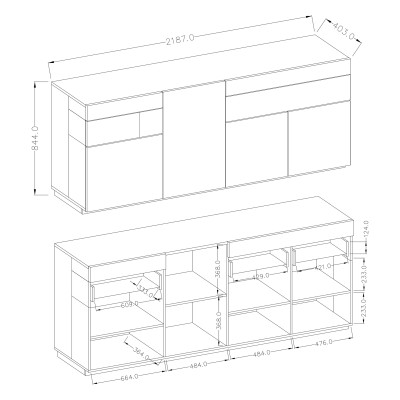 Komoda SILVANA 219 cm do Salonu Sypialni