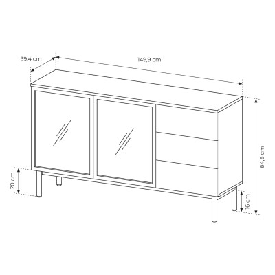 Komoda LAMBERTI 150 cm do Salonu Sypialni
