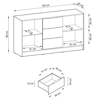 Komoda NELIANA 155 cm do Salonu Sypialni