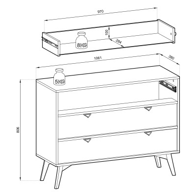 Komoda FORESTA 106 cm do Salonu Sypialni