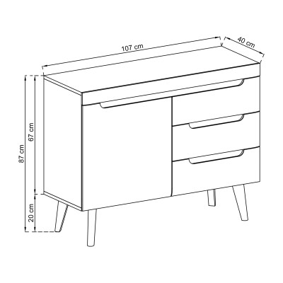 Komoda NORDICO 107 cm do Salonu Sypialni
