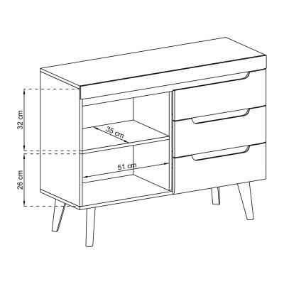 Komoda NORDICO 107 cm do Salonu Sypialni