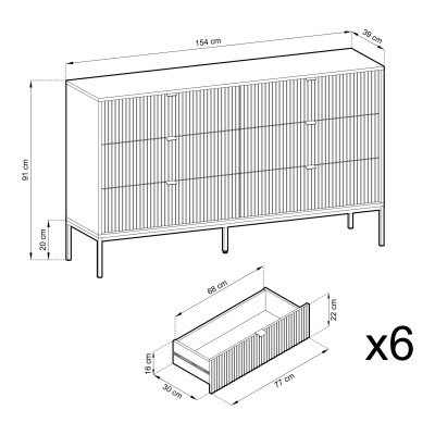 Komoda STELLARE 154 cm do Salonu Sypialni