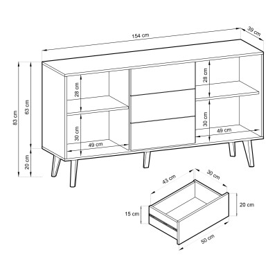 Komoda VILLETTA 154 cm do Salonu Sypialni