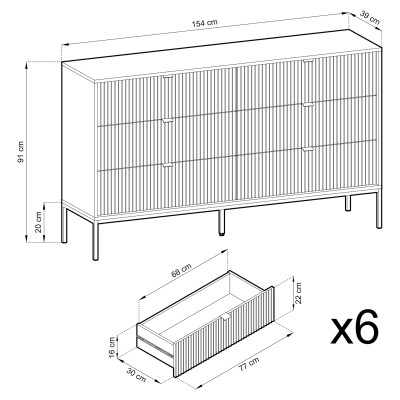 Komoda STELLARE 154 cm do Salonu Sypialni