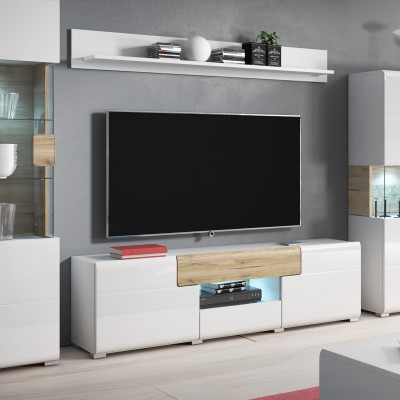 Szafka RTV stojąca IBIZA 159 cm do Salonu pod Telewizor 2 Szuflady - Biały