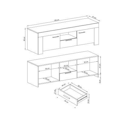 Szafka RTV CIELO 155 cm do Salonu Sypialni