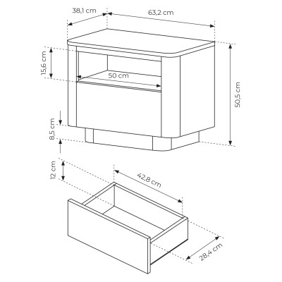 2 cm Stolik Nocny do Sypialni