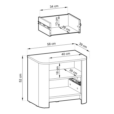 Szafka Nocna AVORIO 58 cm Stolik Nocny do Sypialni