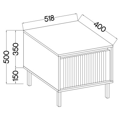 Szafka Nocna OSTIA 51,8 cm Stolik Nocny do Sypialni