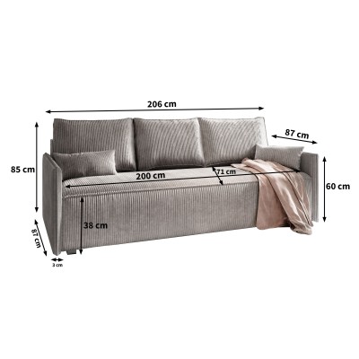 Sofa MESTOR – Tkanina sztruksowa – kolor: Poso