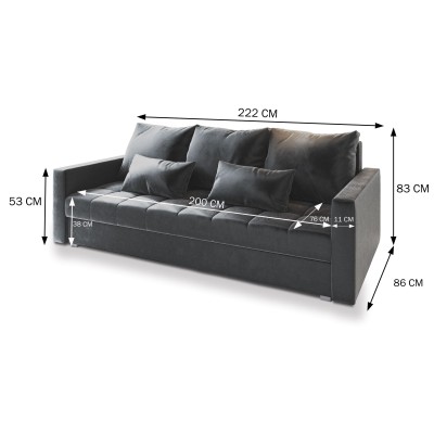 Sofa SIRO – Tkanina pluszowa – kolor: Kronos