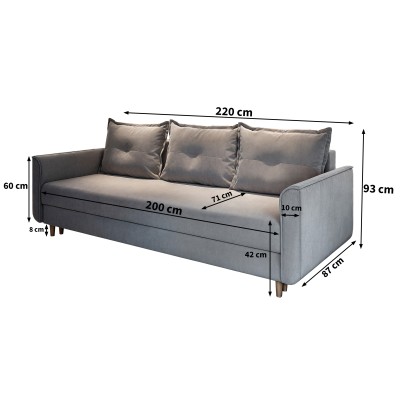 Sofa NAPOL – Tkanina pluszowa – kolor: Kronos