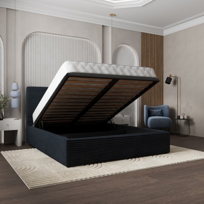 Łóżko Tapicerowane MIRETTI – Tkanina sztruksowa – kolor: Tilia