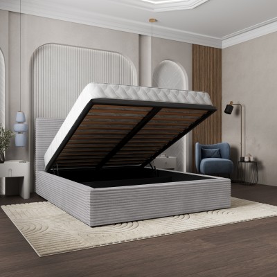 Łóżko Tapicerowane MIRETTI – Tkanina sztruksowa – kolor: Tilia