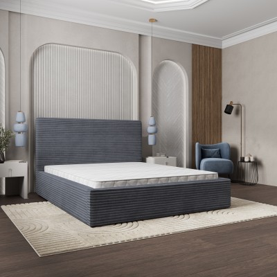 Łóżko Tapicerowane MIRETTI – Tkanina sztruksowa – kolor: Tilia