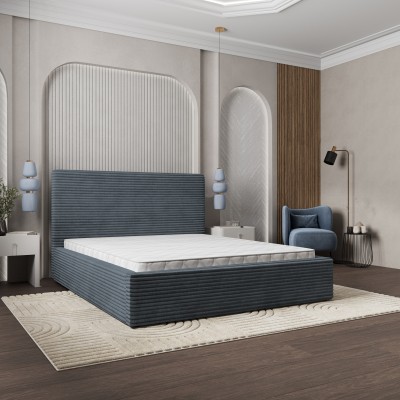 Łóżko Tapicerowane MIRETTI – Tkanina sztruksowa – kolor: Tilia